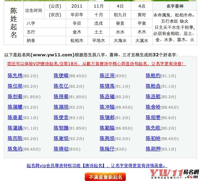 八字五行自動(dòng)生成名字